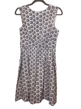 Emily and Fin Sleeveless Grey Teacher Inspired Apple-Print Fit & Flare Mini sz S